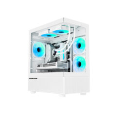 VỎ CASE KENOO ESPORT MK200 WHITE ( MATX, MÀU TRẮNG/3 FAN) - CASE BỂ CÁ
