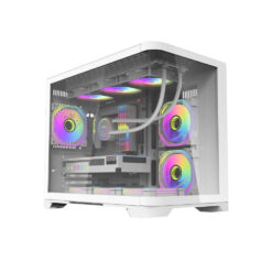 VỎ CASE AIGO AQUARIUM ARC1 KÍNH CONG WHITE (M-ATX/MÀU TRẮNG/RAD360) KHÔNG FAN