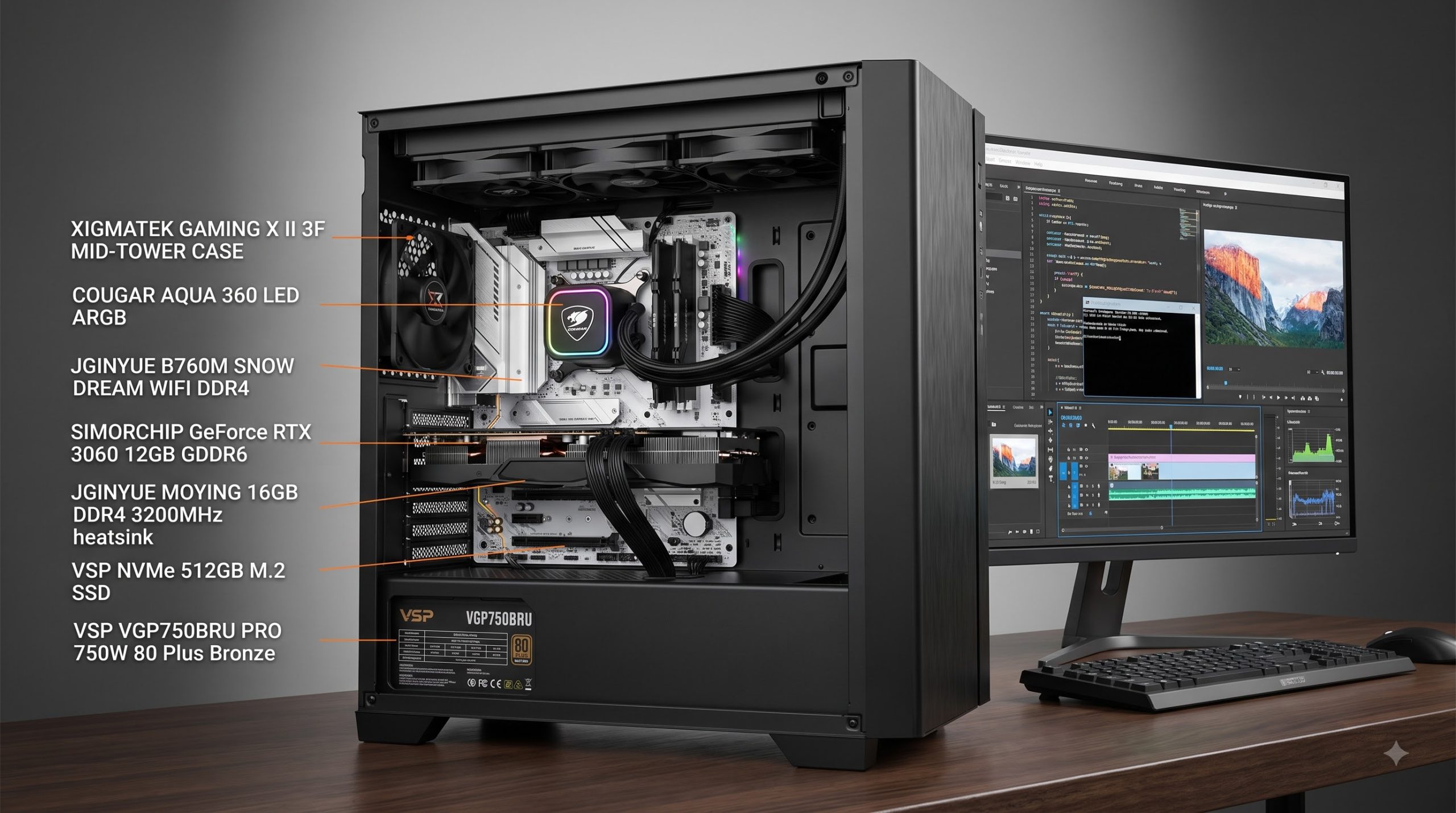 Core I5 14600KF | RTX 3060 12G | RAM 16G | NVME 512G (Full New)